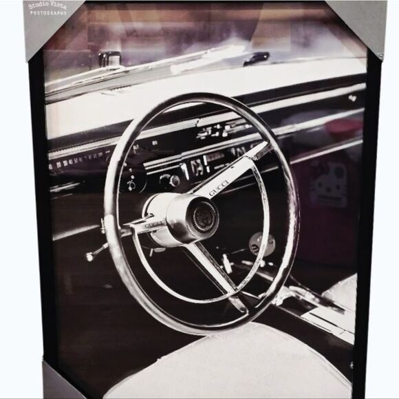 Studio Vista Photography Gucci Monochrome Steering WheelFramed Wall Decor